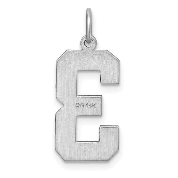 14k White Gold, Varsity Collection, Large D/C Pendant, Number 3 - Picture 3 of 5